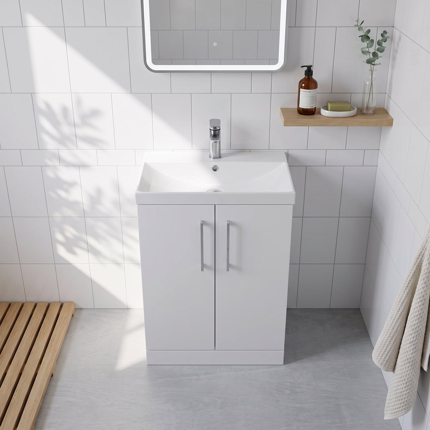 Fairford Aspri 2 600mm Gloss White Floor Standing Vanity Unit