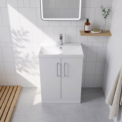 Fairford Aspri 2 600mm Gloss White Floor Standing Vanity Unit