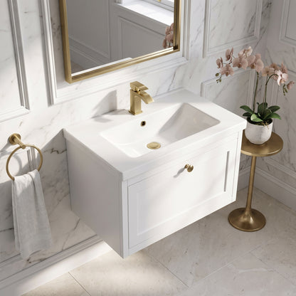 Fairford Laurel 800mm Wall Hung Satin White Vanity Unit - 1 Tap Hole
