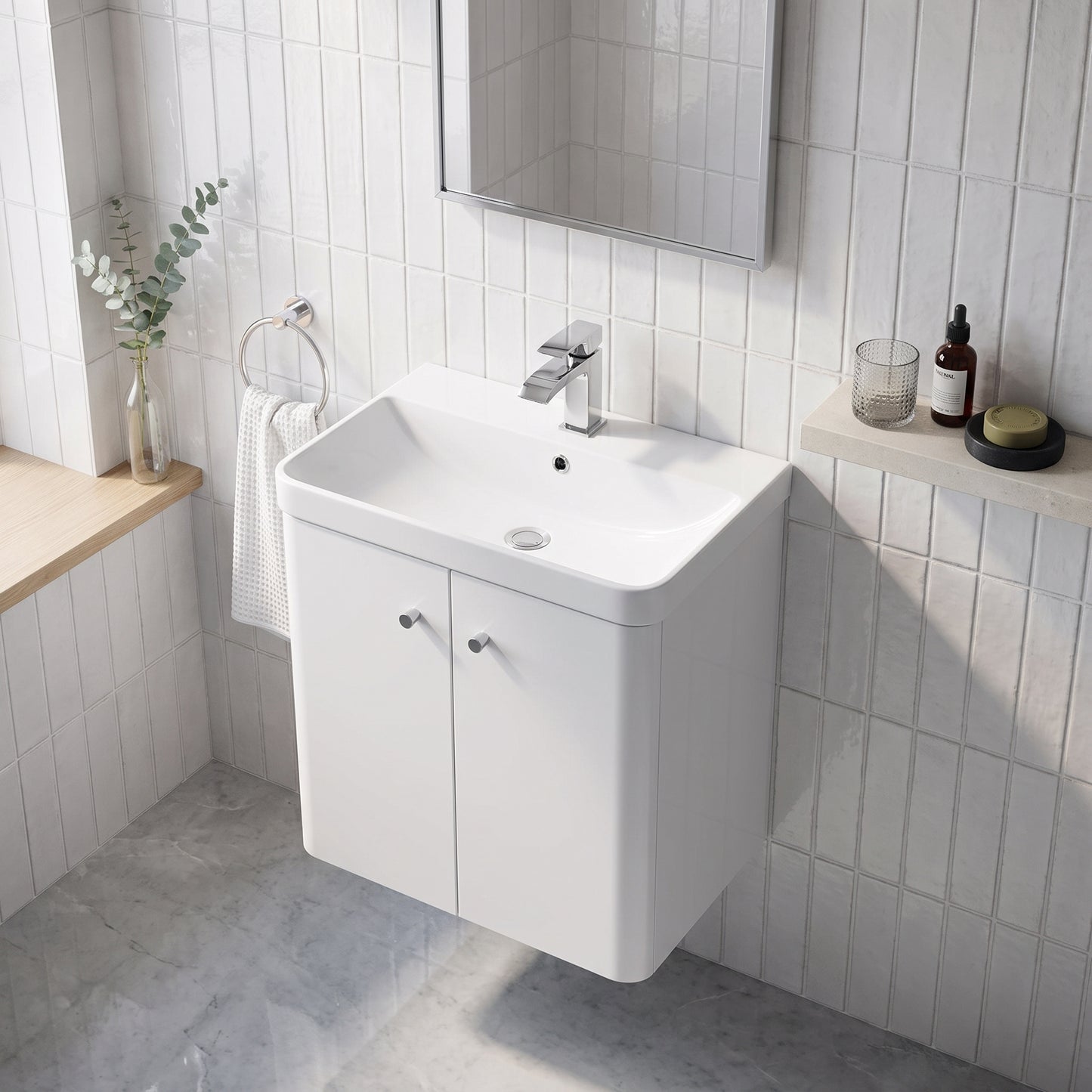 Fairford Crayo 600mm Gloss White Wall Hung Vanity Unit