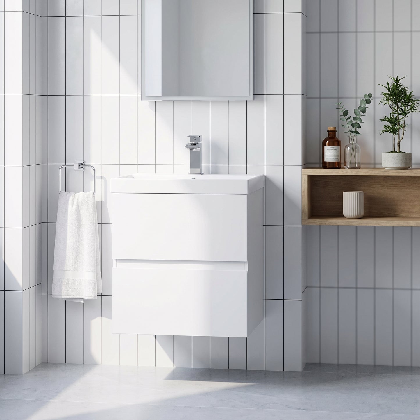 Fairford Finesse 500mm Satin White Wall Hung Vanity Unit