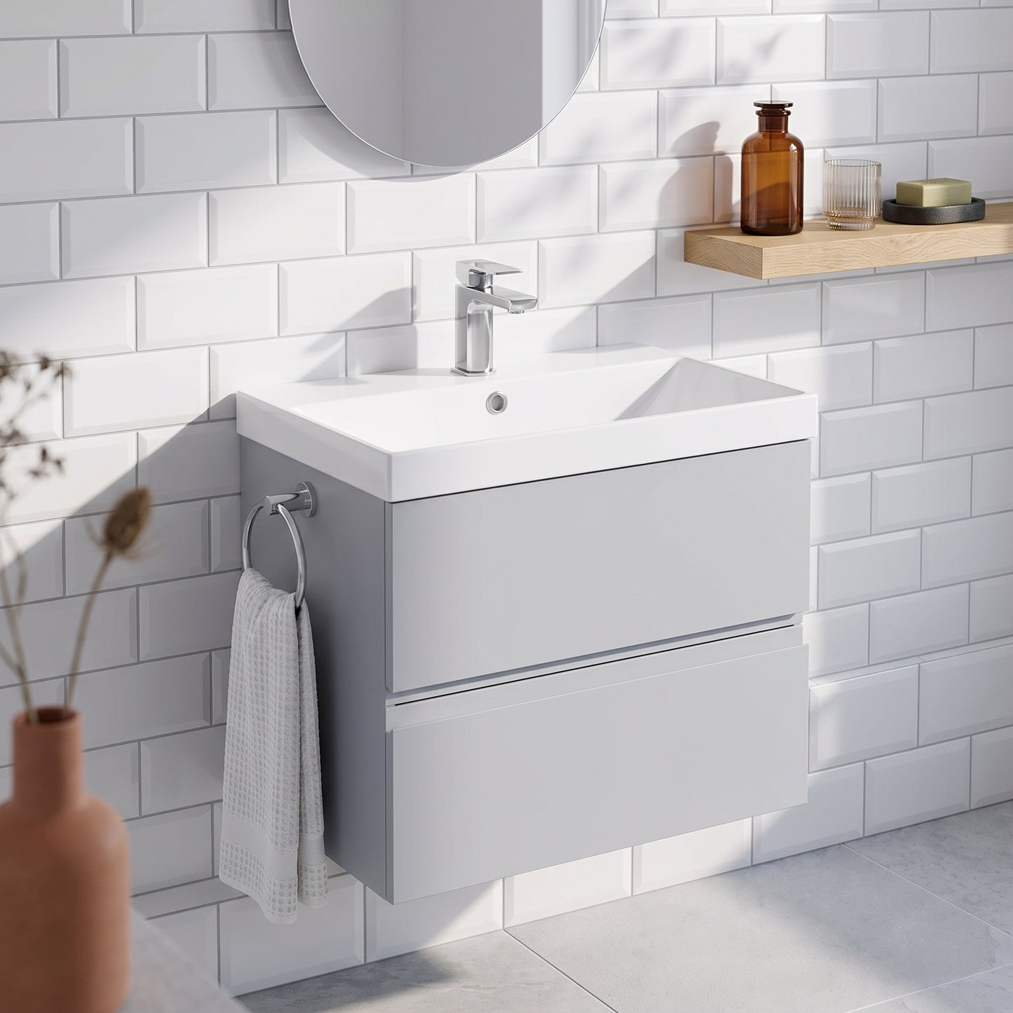 Fairford Finesse 800mm Satin Grey Wall Hung Vanity Unit