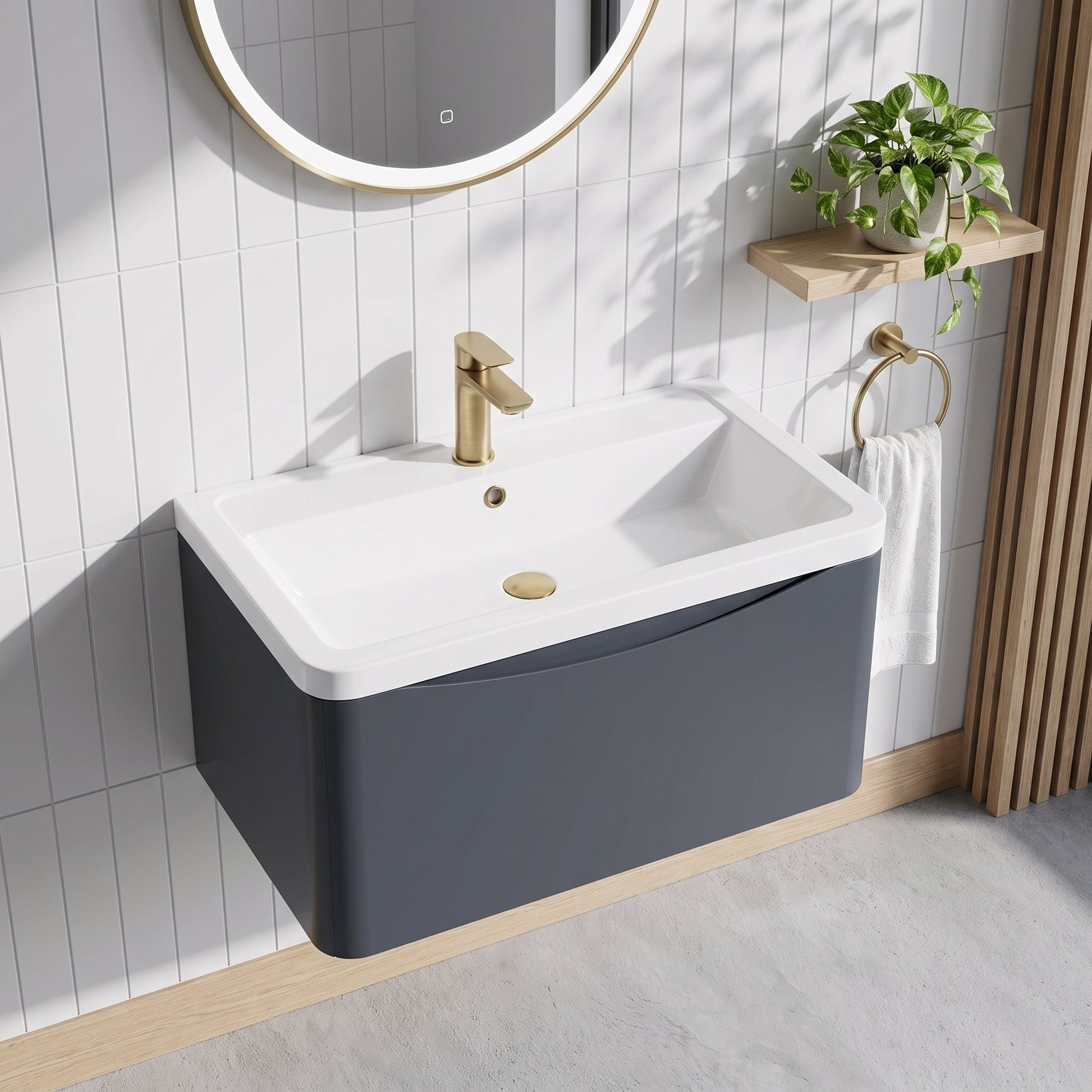 Fairford Eclipse 800mm 1 Drawer Satin Anthracite Wall Hung Vanity Unit
