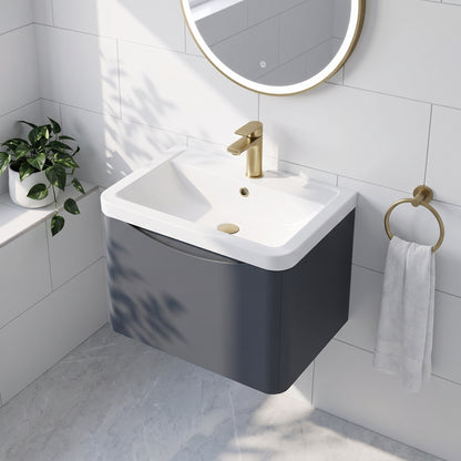 Fairford Eclipse 600mm 1 Drawer Satin Anthracite Wall Hung Vanity Unit