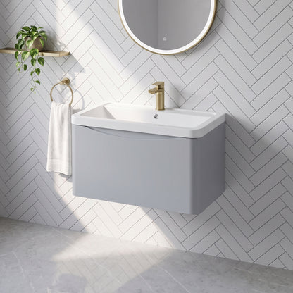 Fairford Eclipse 800mm 1 Drawer Satin Grey Wall Hung Vanity Unit