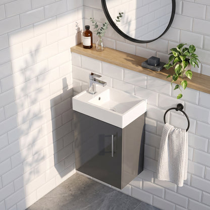 Fairford Minimalist 400mm Gloss Grey Wall Hung Vanity Unit