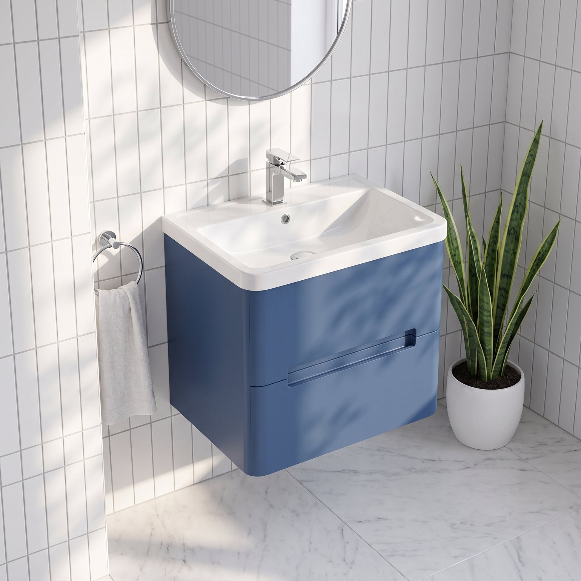 Fairford Rox 600mm Satin Blue Wall Hung Vanity Unit