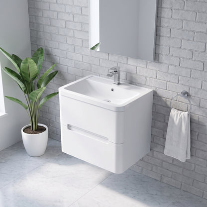 Fairford Rox 600mm Satin White Wall Hung Vanity Unit