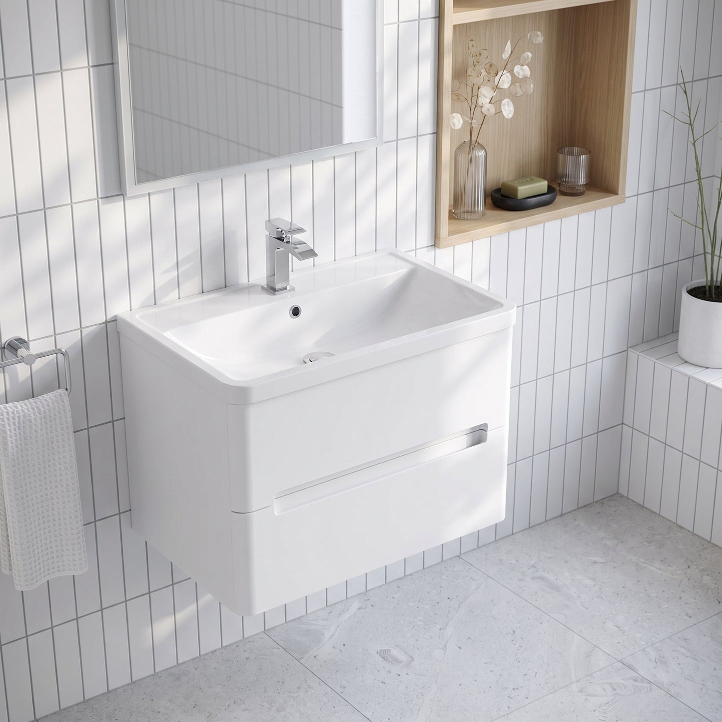 Fairford Rox 800mm Satin White Wall Hung Vanity Unit