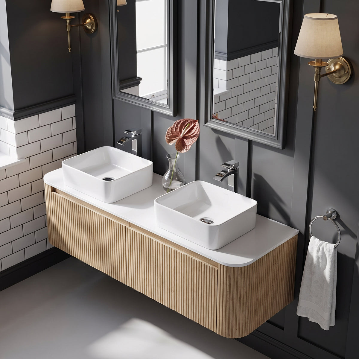 Fairford Sophia Country Oak 1470mm Double Vanity Unit & Worktop