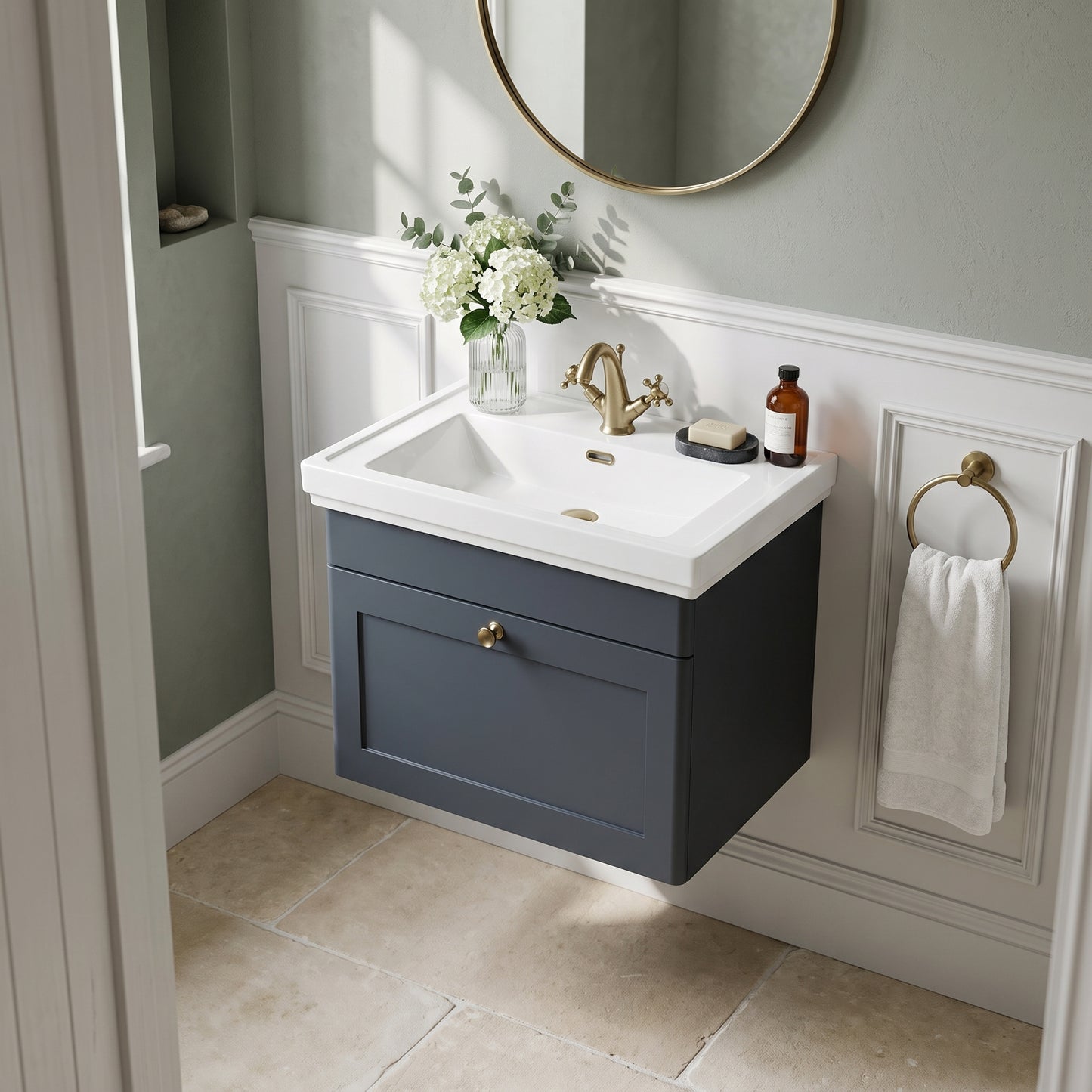 Fairford Laurel 600mm Floor Standing Satin Anthracite Vanity Unit - 1 Tap Hole