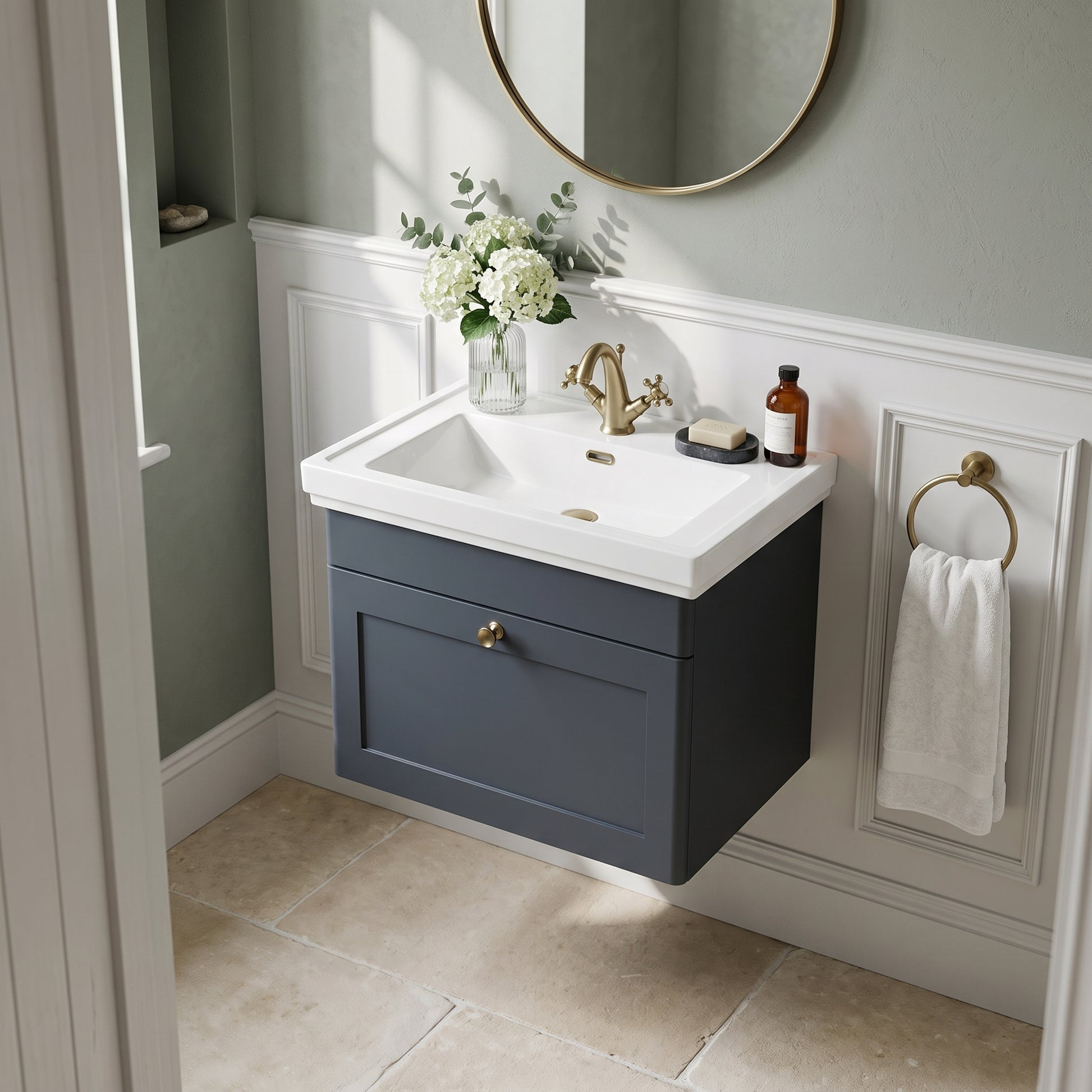 Fairford Laurel 600mm Floor Standing Satin Anthracite Vanity Unit - 1 Tap Hole