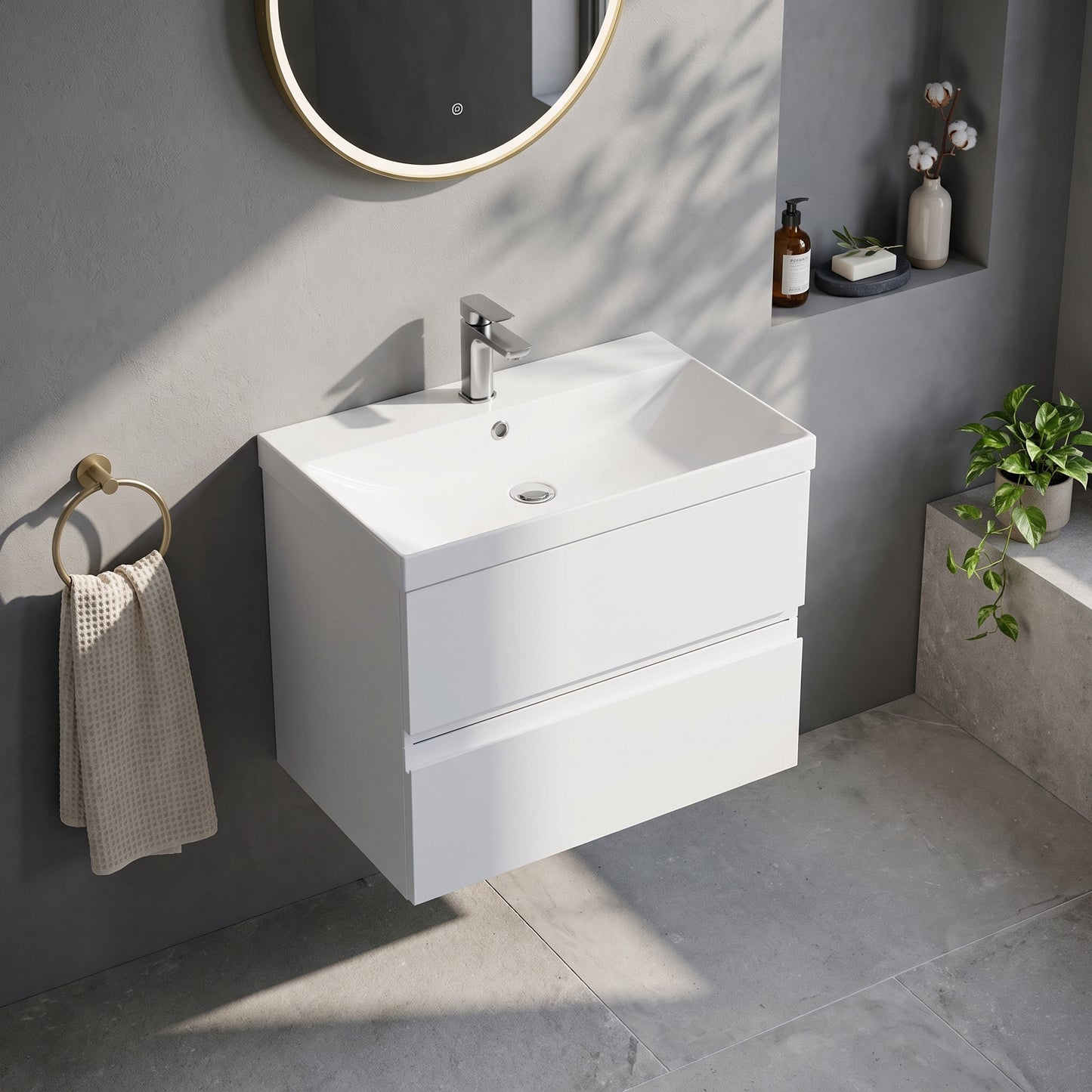 Fairford Finesse 800mm Satin White Wall Hung Vanity Unit