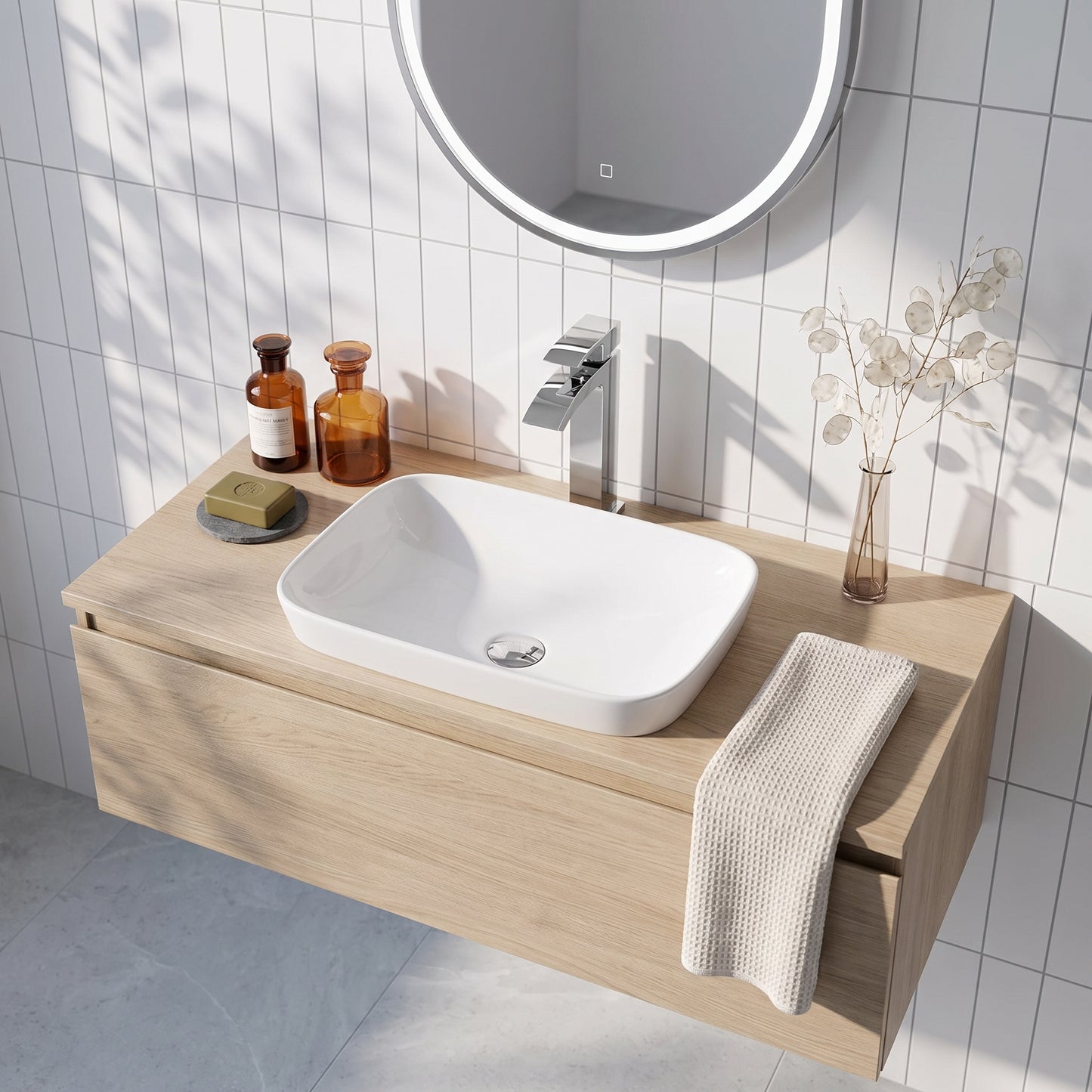 Fairford Finesse 0TH, 520 x 340 x 152mm Rectangular Vessel, Semi-Recessed