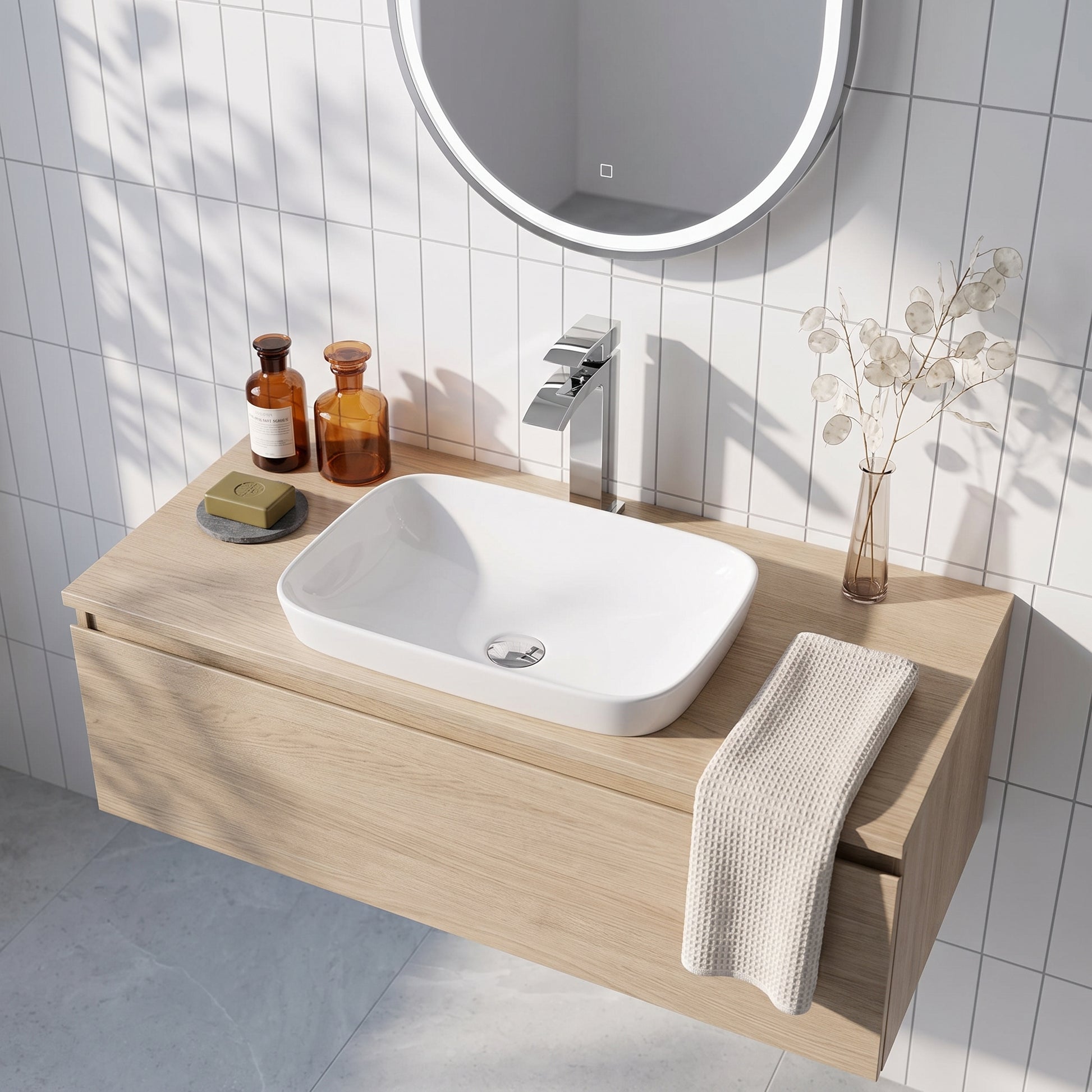 Fairford Finesse 0TH, 520 x 340 x 152mm Rectangular Vessel, Semi-Recessed