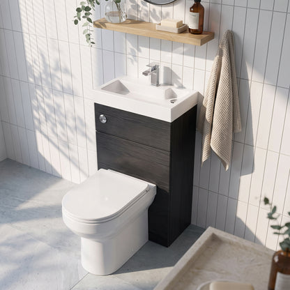 Fairford Carnation 500mm Charcoal Woodgrain 2 in 1 WC Unit & Basin