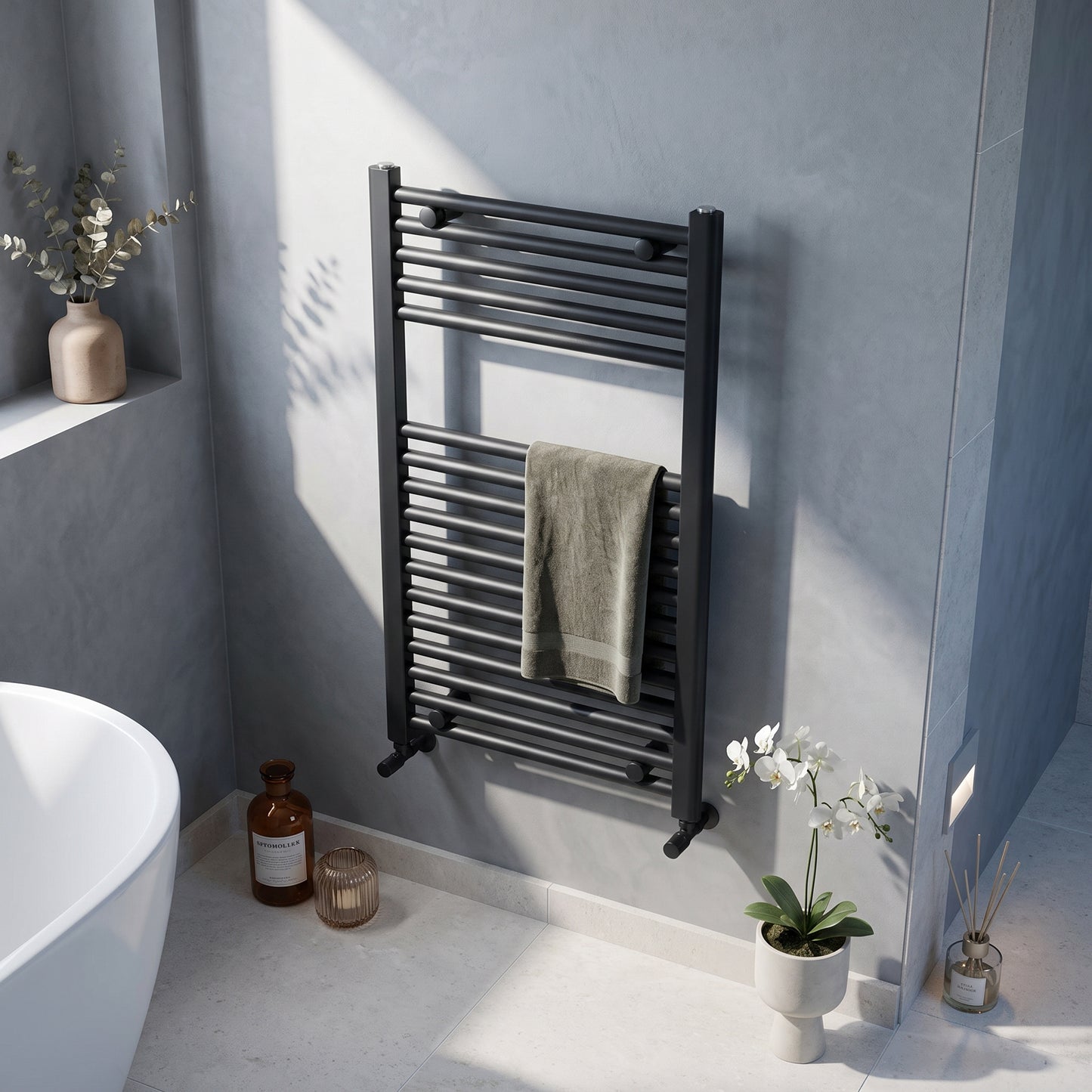 Fairford Strive Towel Radiator - 800mm X 400mm - Black