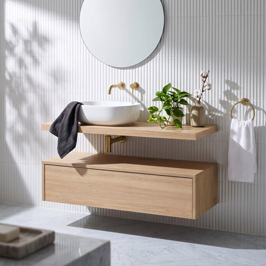 Fairford Linea Oak 1200mm Wall Hung Vanity Shelf