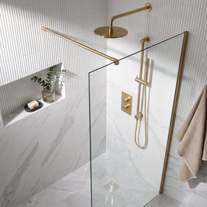 Fairford Element 7 Brushed Brass Concealed Shower Kit with Overhead and Slide Rail Kit