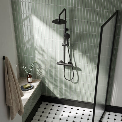 Fairford Element Pro Exposed Round Shower Kit, Matt Black