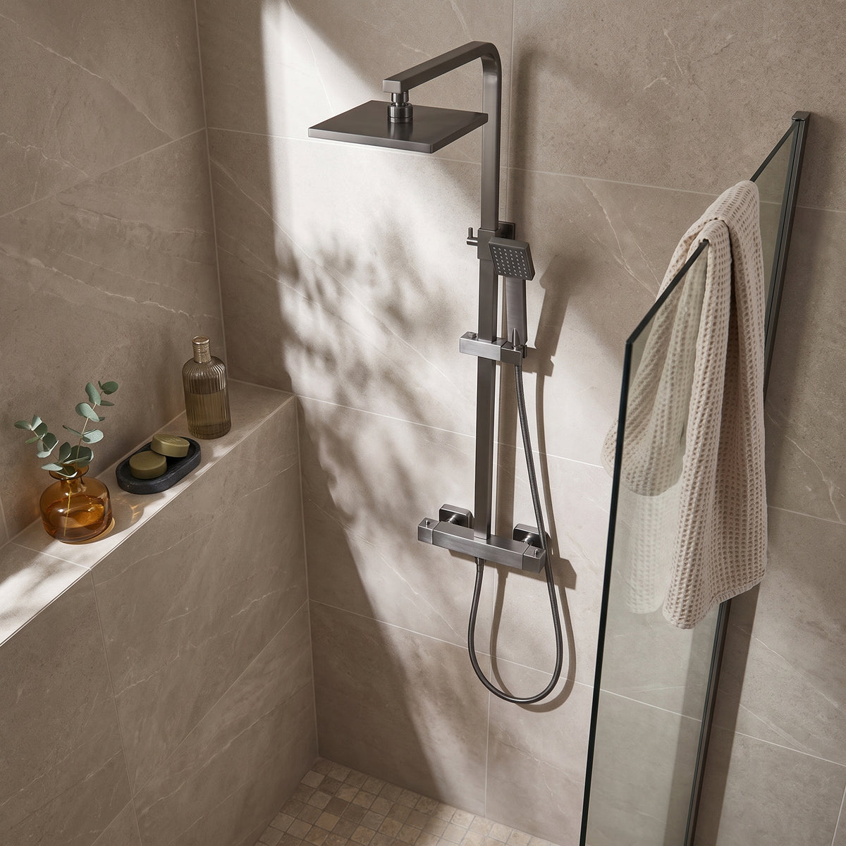 Fairford Una Grace Brushed Gun Metal 2 Outlet Exposed Shower Kit