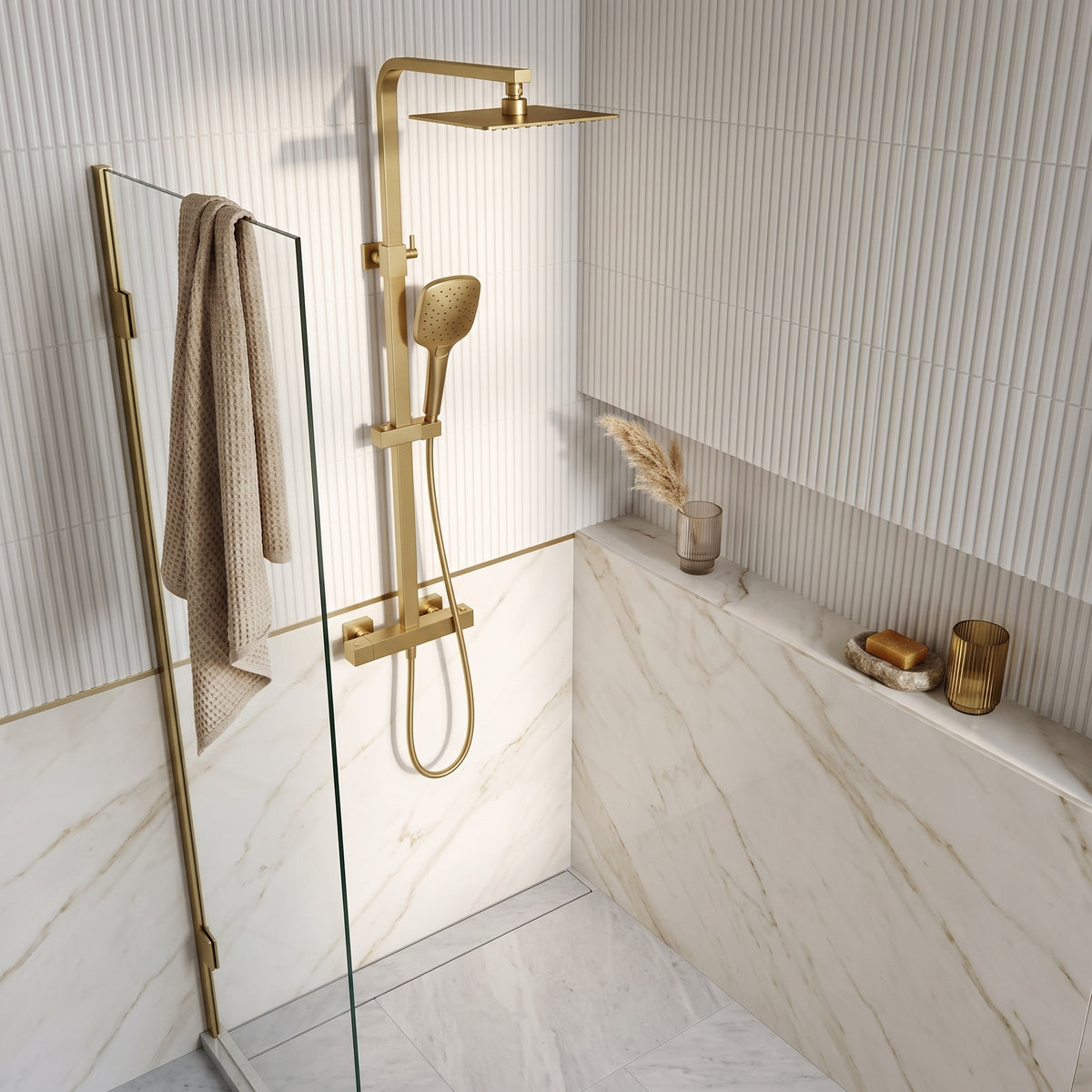Fairford Una Grace Brushed Brass 2 Outlet Exposed Shower Kit
