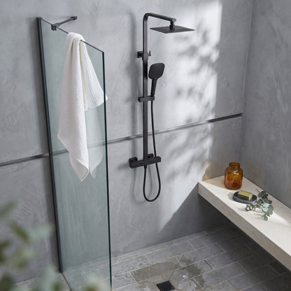 Fairford Una Pro Exposed Square Shower Kit, Matt Black