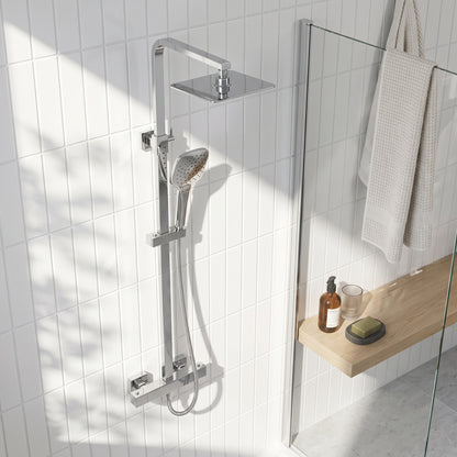 Fairford Una Pro Exposed Square Shower Kit, Chrome
