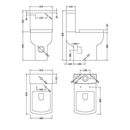 Fairford Cressi Comfort Height Close Coupled Toilet with Soft Close Seat