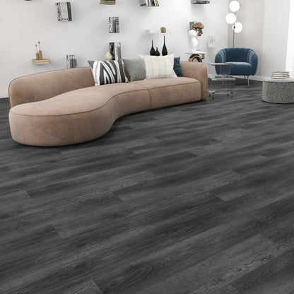 Rivato Anthracite 1220 x 183mm Solidcore Waterproof Click Flooring Planks (Pack of 8) - 1.79m Per Pack