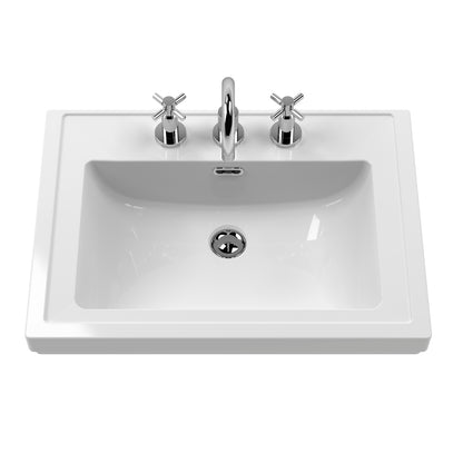 Fairford Juliette 600mm Pure White 3 Tap Hole Floorstanding Vanity Unit