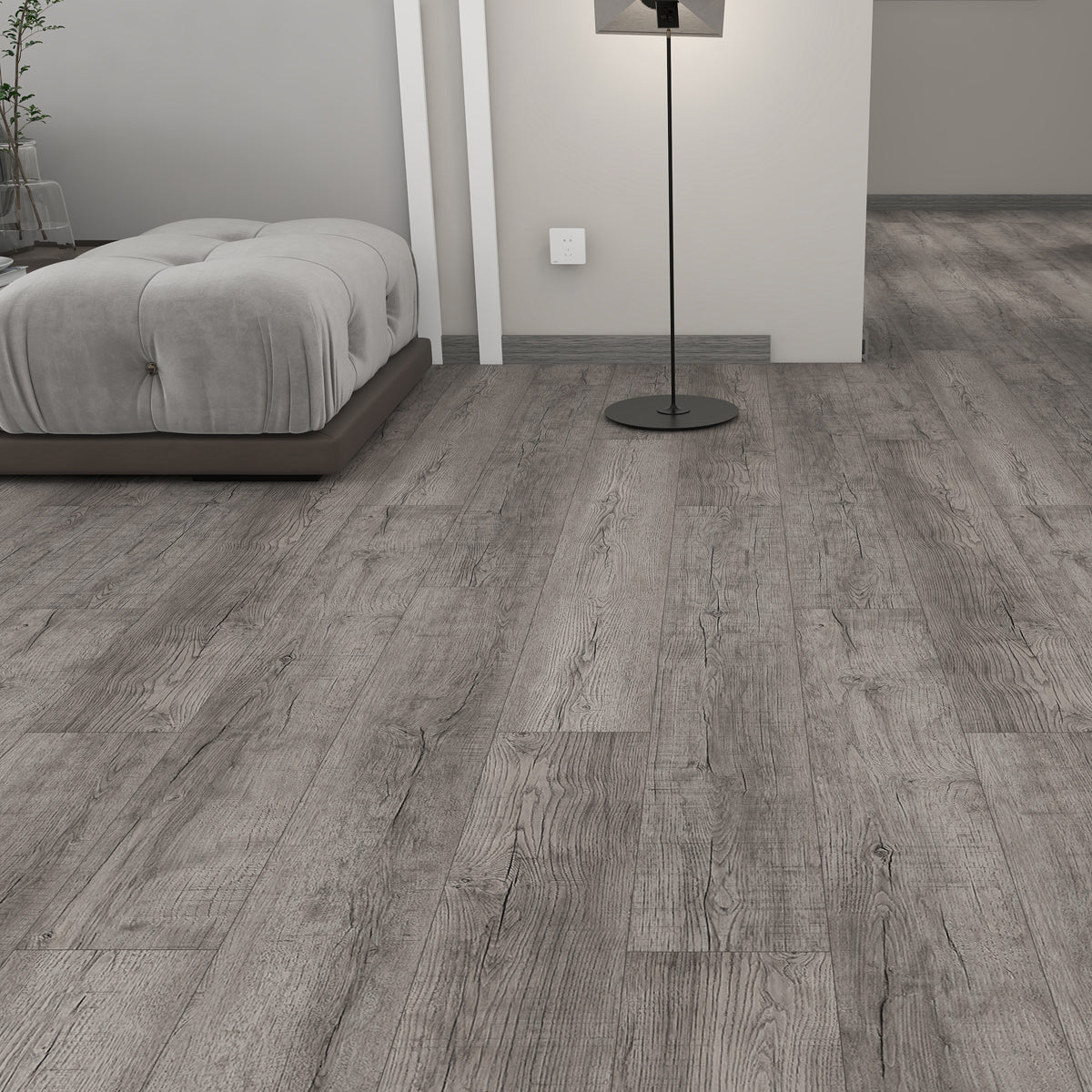Rivato Grey Oak 1220 x 183mm Solidcore Waterproof Click Flooring Planks (Pack of 8) - 1.79m Per Pack