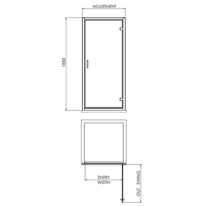 Fairford 6mm 800mm Brushed Brass Hinged Shower Door