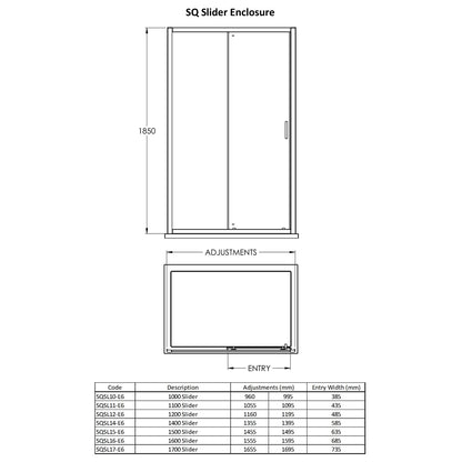 Fairford 6mm 1000mm Brushed Brass Sliding Shower Door