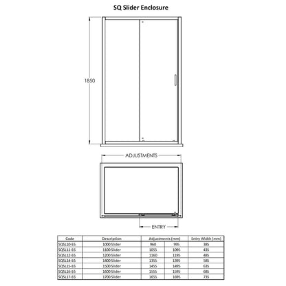 Fairford 6mm 1400mm Brushed Brass Sliding Shower Door