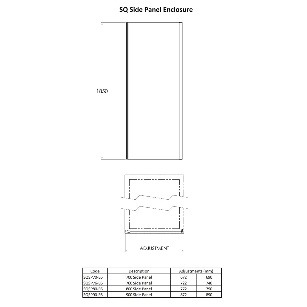 Fairford 6mm 800mm Brushed Brass Enclosure Side Panel