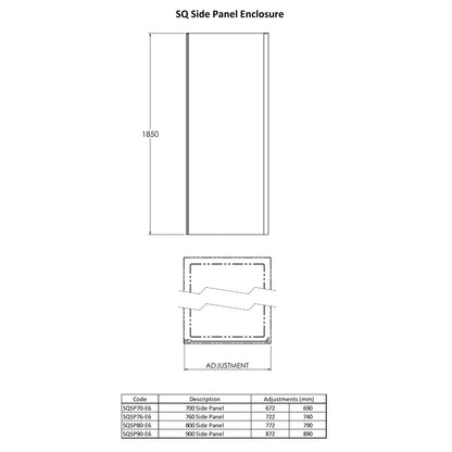 Fairford 6mm 800mm Brushed Brass Enclosure Side Panel