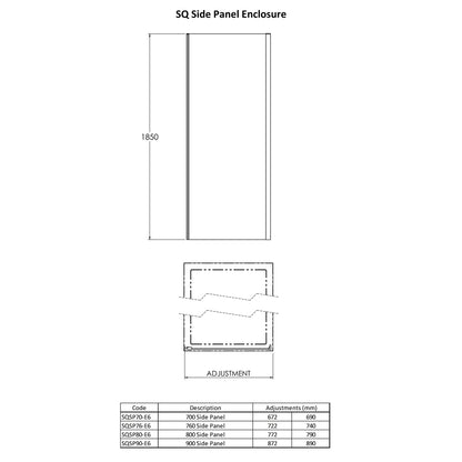Fairford 6mm 900mm Brushed Brass Enclosure Side Panel