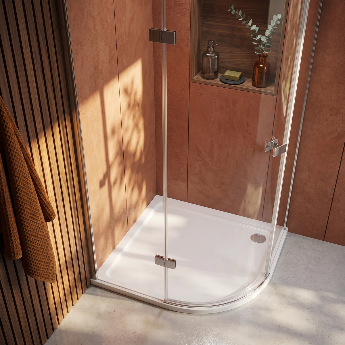 Fairford 1200mm x 900mm Offset Quad, RH Shower Tray, Corner Waste