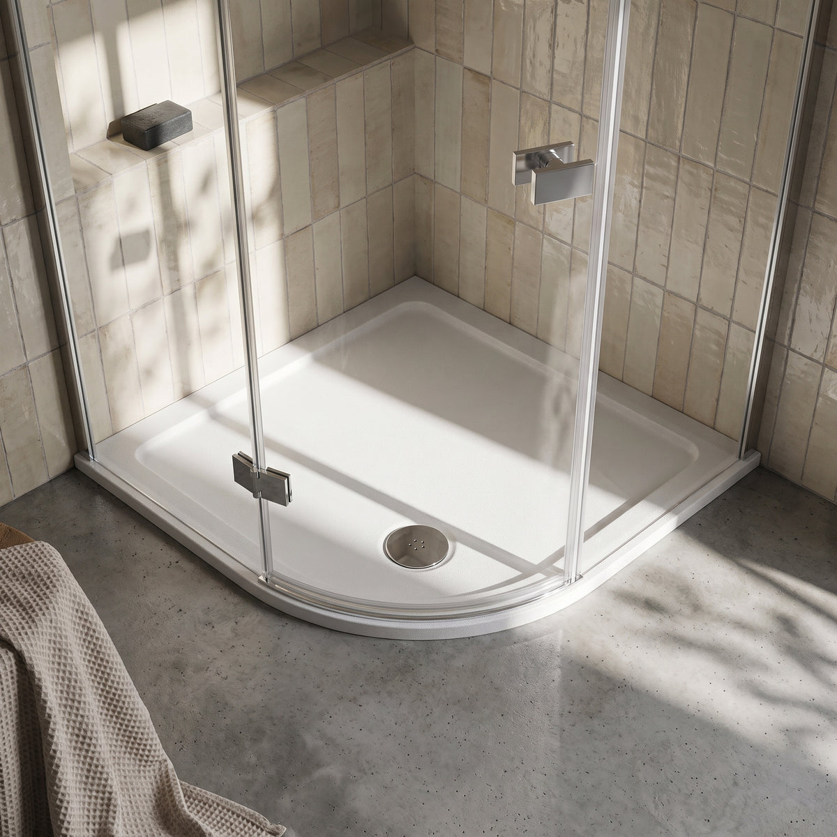Fairford 1200 x 800mm Antislip LH Offset Quadrant Shower Tray