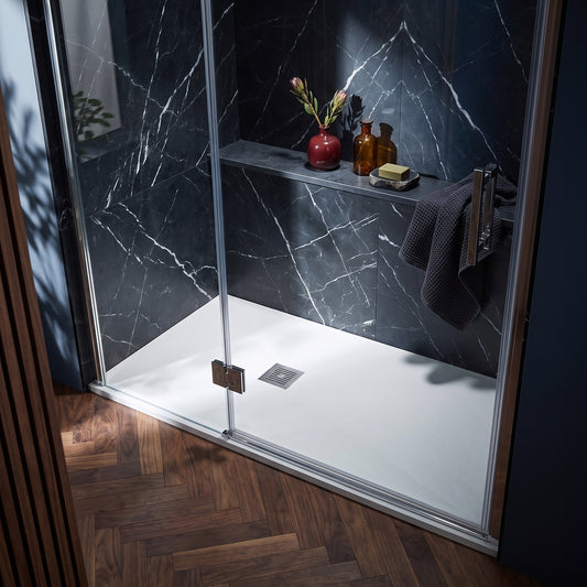 Fairford Rectangular White Slate Shower Tray, Center Waste-1600mm x 900mm