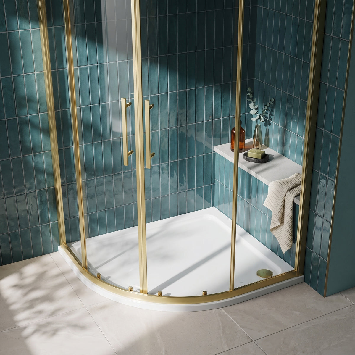 Fairford 1000mm x 800mm Offset Quad, LH Shower Tray, Corner Waste