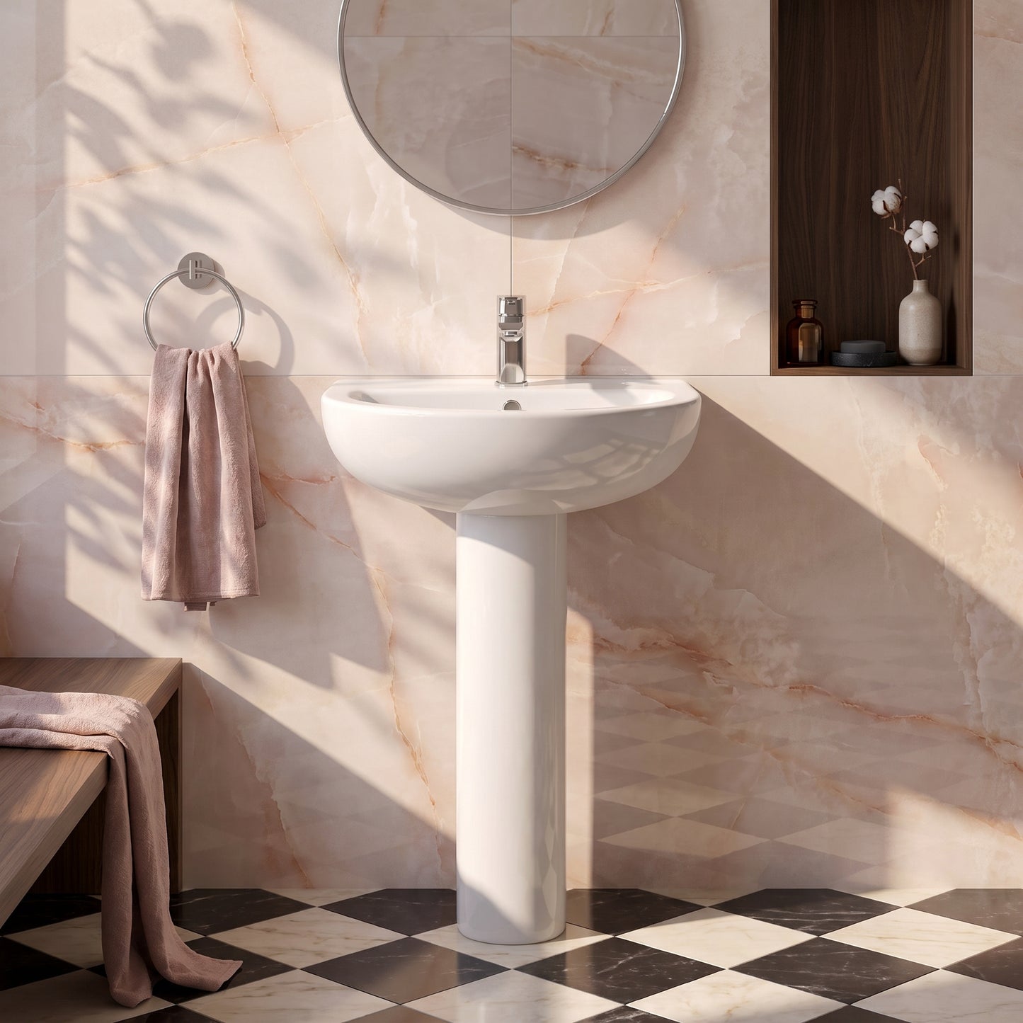 Fairford Kingsly 550mm 1 Tap Hole Basin and Full Pedestal