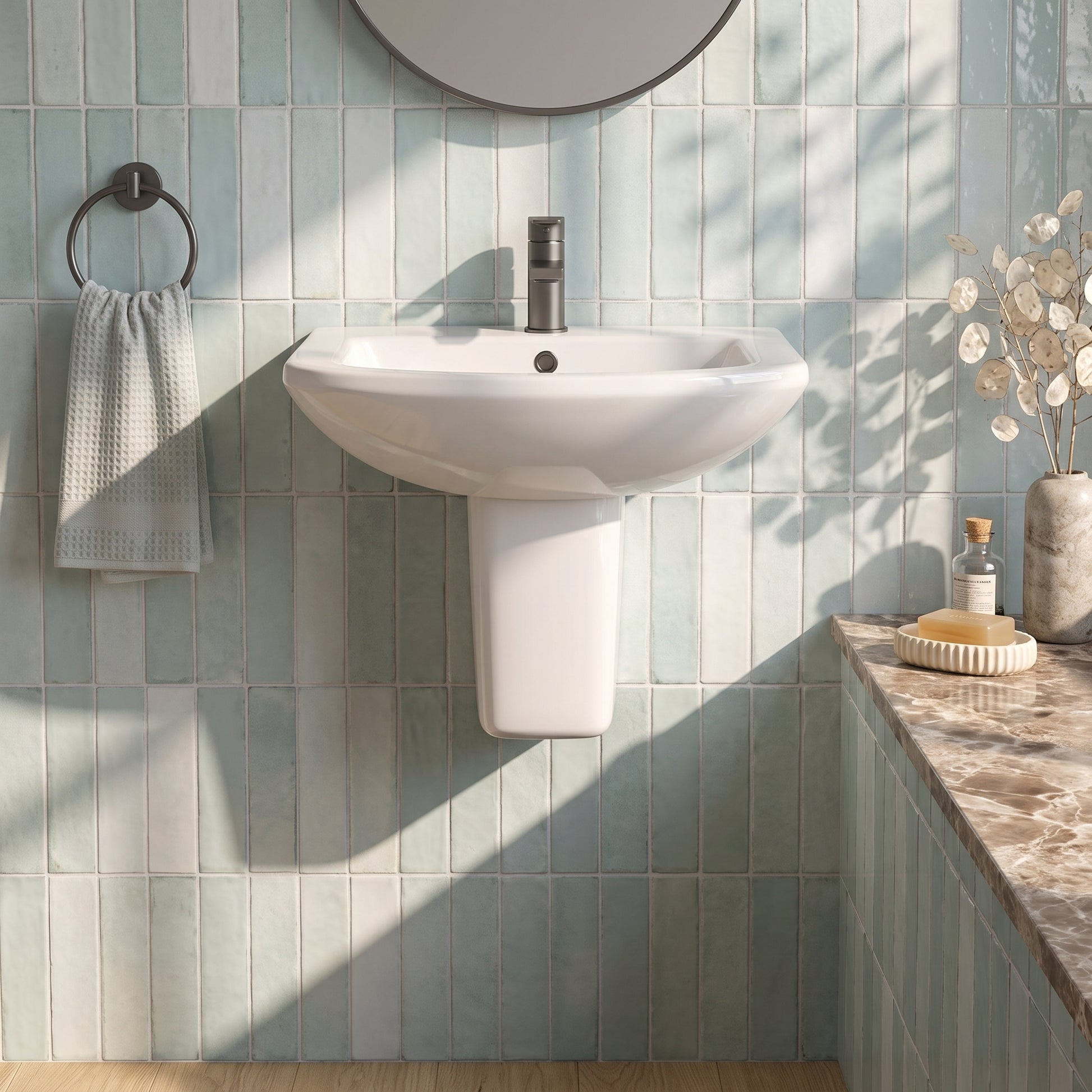 Fairford Nuna 500mm 1 Tap Hole Basin with Semi Pedestal