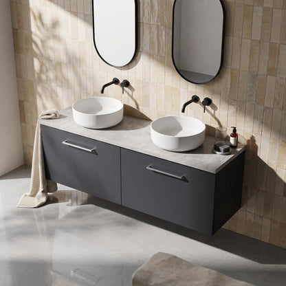 Fairford Aspri Soft Black 1200mm 4 Door Floorstanding Vanity Unit with Worktop