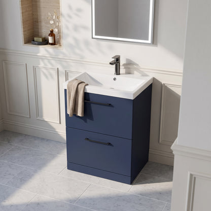 Fairford Fairford Aspri Midnight Blue 600mm 2 Drawer Floorstanding Vanity Unit