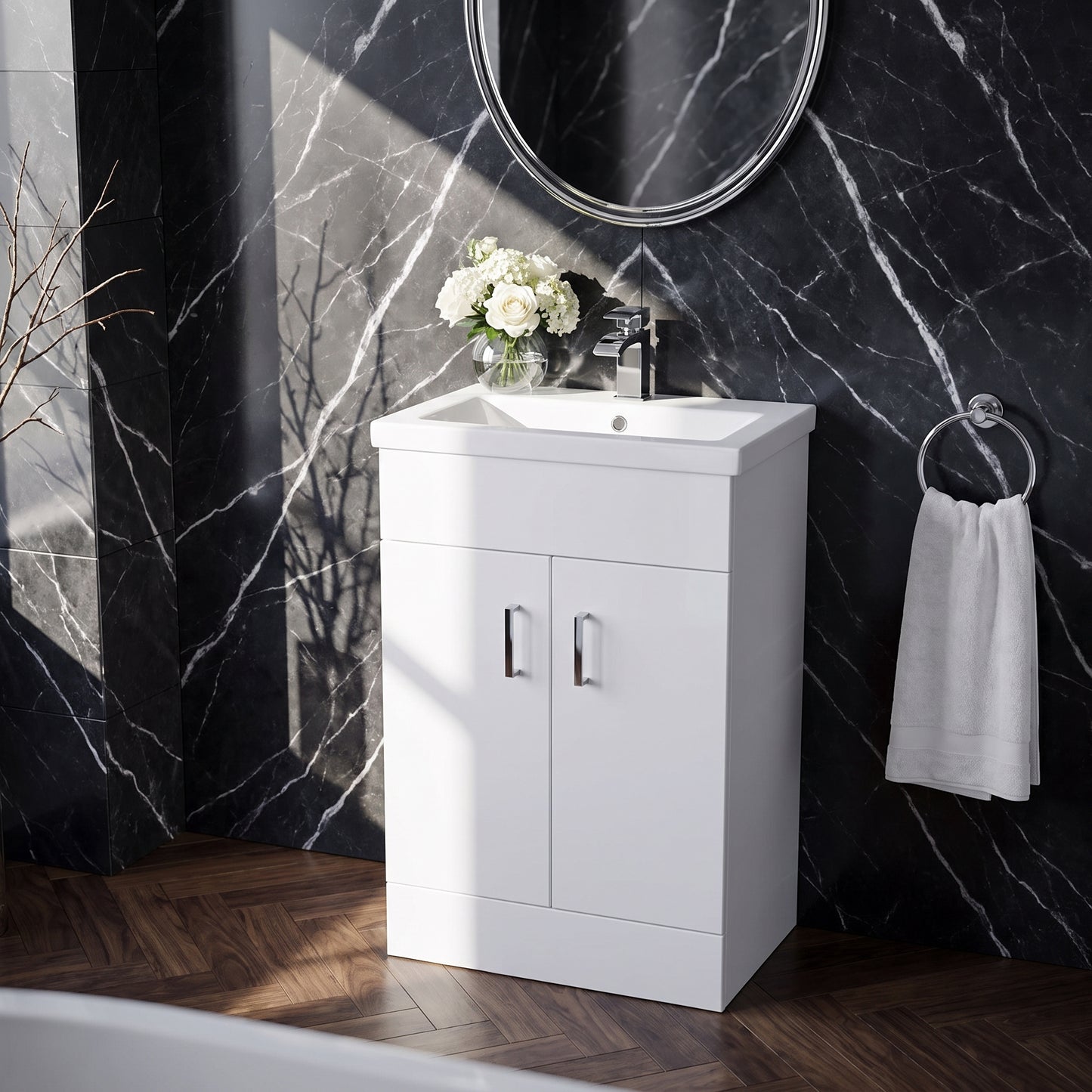 Fairford Kingsly Gloss White 500mm Floor Standing Vanity Unit