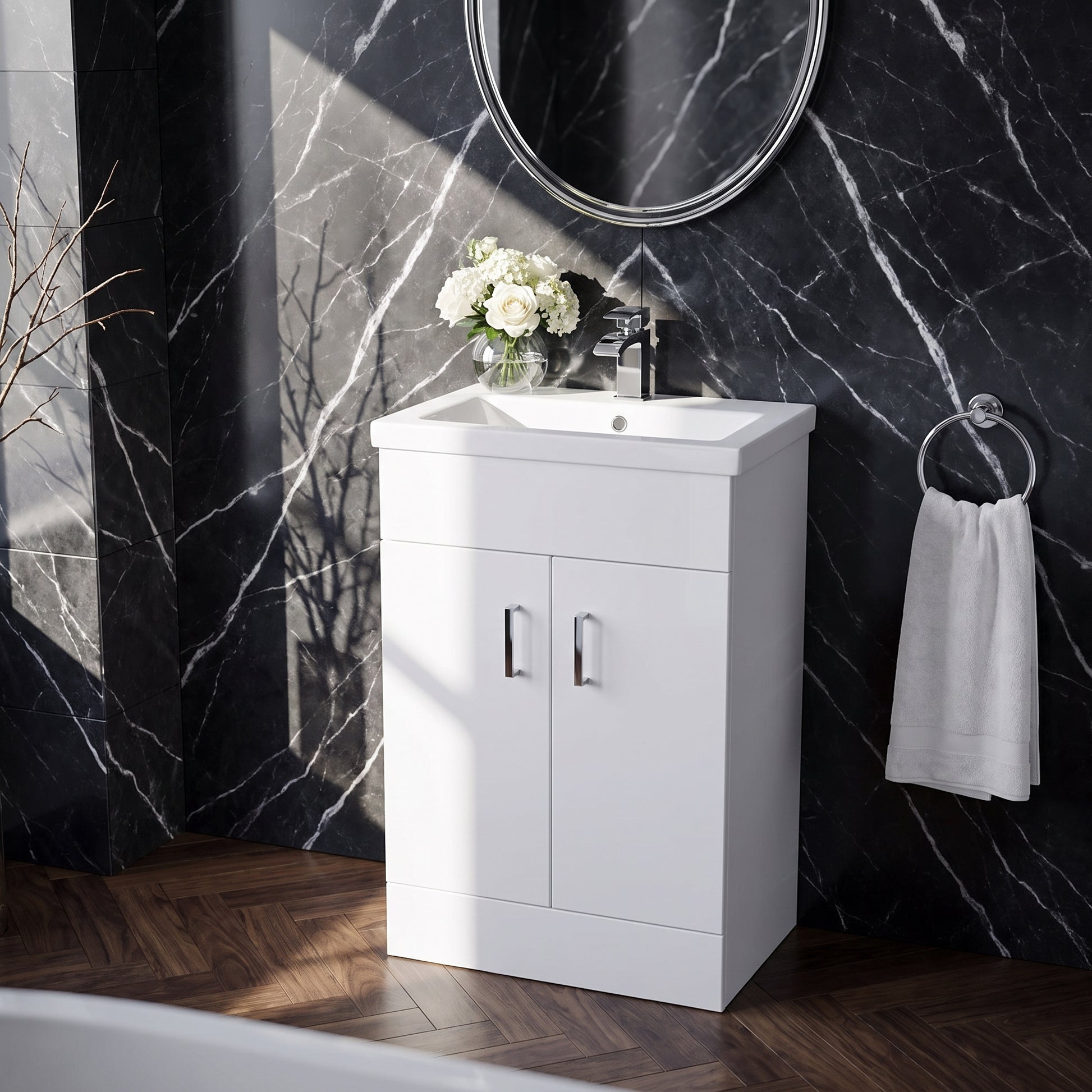 Fairford Kingsly Gloss White 500mm Floor Standing Vanity Unit