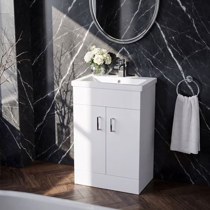Fairford Kingsly Gloss White 500mm Floor Standing Vanity Unit