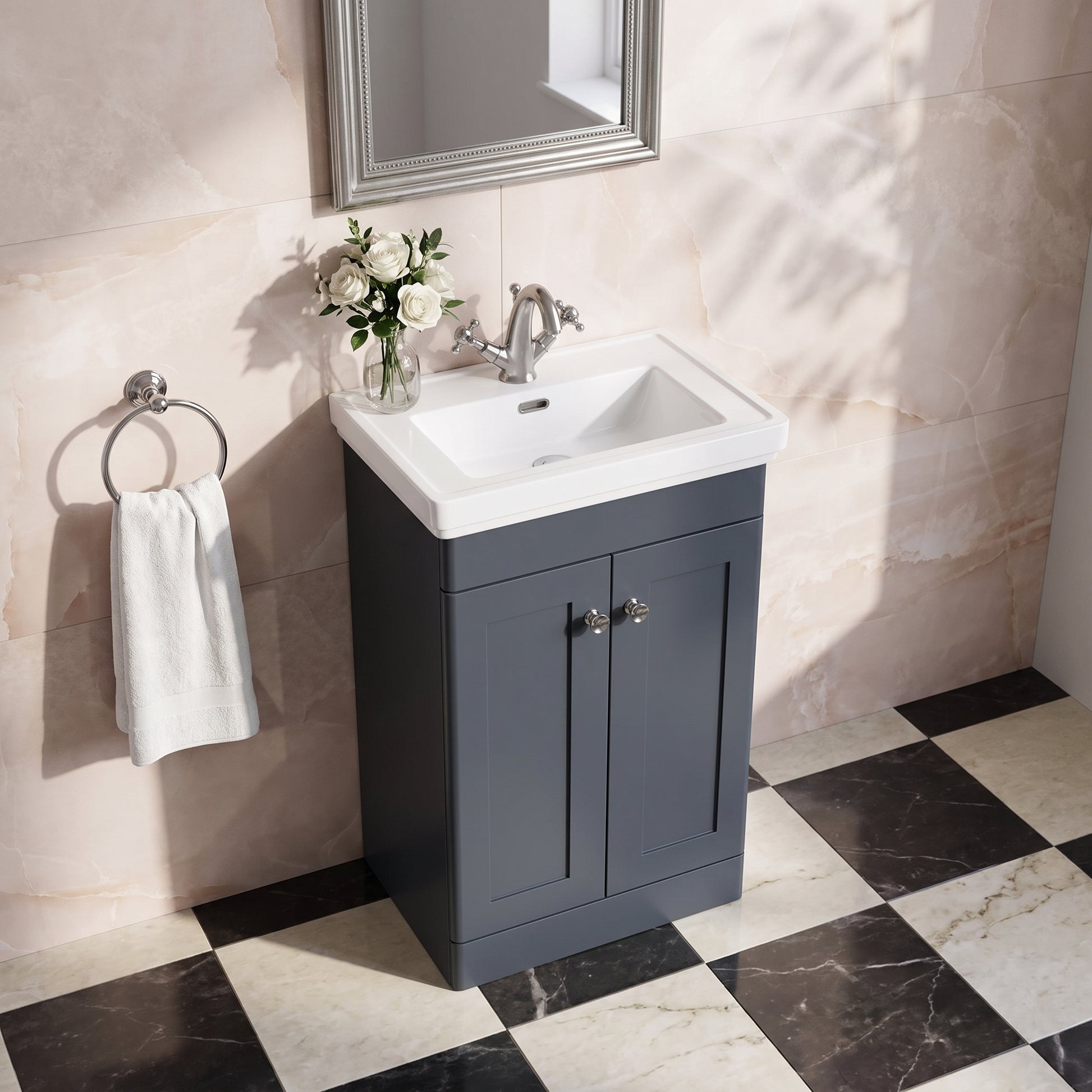 Fairford Laurel 500mm Floor Standing Satin Anthracite Vanity Unit - 1 Tap Hole